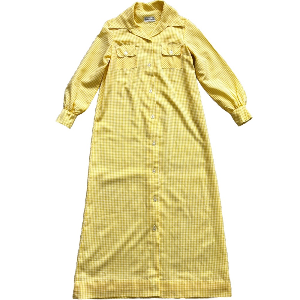 STELLA FAGIN GINGHAM PRINT BUTTON DOWN DRESS LIGHTWEIGHT COTTAGECORE PRAIRIE - Picture 10 of 10